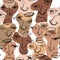 Many faces seamless pattern, made up of different eyes, mouths, noses. Seamless vector background