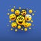 Many Faces, Various Emoticons - Lots of Laughing, Smiling, Surprised Face, Yellow Emoji Beyond a Smart Phone Screen