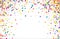 Many Falling Colorful Tiny Confetti Isolated On Transparent Background. Vector