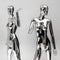 many fashion shiny female mannequins for clothes. Metallic manne