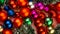 Many festive multicolored decorative balls