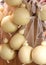 Many forms of caciocavallo cheese for sale in Italy