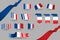 Many France flags, waving banners and bookmarks