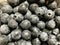 Many of fresh blueberry background of blueberry a lot on tray stainless on shelf in supermarket with blur and shadow backgroun