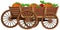 Many fruits in medieval wooden wagon