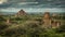 Many giant temples in stormy sky, Bagan ancient town