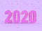 Many gold pink white sphere violet/purple scene 2020 abstract type/text number 3d render