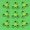 Many green fidget spinners lies on texture background of fashion pastel green color paper in minimal concept