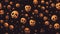 many halloween skulls on a black background