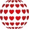Many hearts as a sphere, heart and love background, many hearts Logo, love logo