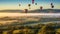 Many Hot Air Balloons Ride Over Beautiful Napa Valley, California, United States - Generative AI