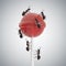 Many hungry ants eating lollipop. 3D rendered illustration.