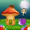 Many insect and a mushroom house in forest