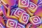 many instagram icons 3d render close up.