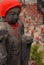 Many jizo with red hat