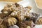 Many kinds of Christmas cookies on white star plate