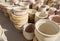 Many large ceramic terracotta pots for sale