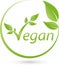 Many leaves in green, nature and vegan logo