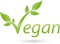 Many leaves in green, nature and vegan logo