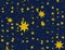 Many light yellow flying stars on a blue backgrounds