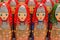 Many matryoshkas. Russian dolls in national dress