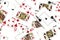 Many miscellaneous jumbled playing cards surface.