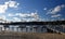 Many moored yachts and boats in Sandy bay