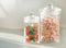 Many Multicolor candied sweet Fruit Jelly and marshmallows in glass