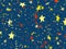 Many multicolored flying stars background. shining shapes