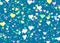 Many multicolored hearts on blue background