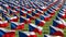 Many National flags of Czech Republic in green field