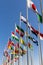 Many National Flags waving on the wind in Dubai during Expo 2020.