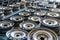 Many of new steel metal disc wheels for car