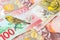 Many of one hundred New Zealand dallar banknotes as money background.