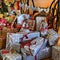 Many packed Christmas presents with decoration