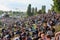 Many people in crowded park (Mauerpark) at fete de la musique