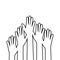 Many people gesture to raise their hands. Volunteer concept. Vector