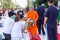 Many people give food and drink for alms to 1,536 Buddhist monks in visakha bucha day