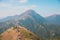 Many people hiking on the path to the famos location, Sunset Peak, Lantau Island, Hong Kong