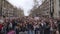 Many people in the procession for women`s rights.