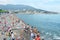 Many people on the waterfront near the sea in the city of Yalta. Crimea, Ukraine