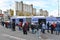 Many people who want to have a corona vaccination in front of a vaccination bus from the city of Vienna. Austria, Europe