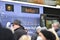 Many people who want to have a corona vaccination in front of a vaccination bus from the city of Vienna. Austria, Europe