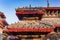 Many pigeons on the temple roofs at Durbar square in Kathmandu