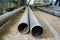 Many Pipes with prepared edges for electric arc welding at a refinery