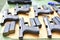 Many pistols safety condition put On the table at the shooting range