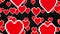 Many pixel heart fly up like balloon animation black background new dynamic holiday retro joyful colorful vintage video