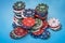 Many poker chips