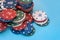 Many poker chips isolated