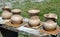 Many pots kept for drying